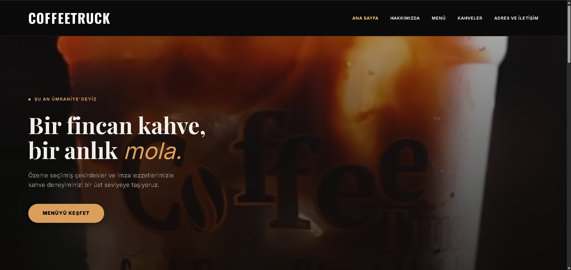 Kafe web sitesi örneği